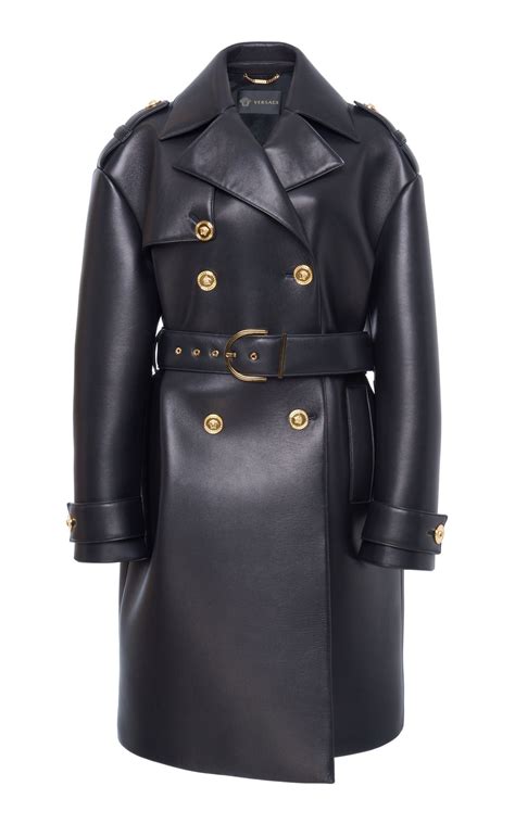 versace trench coat ladies|versace black leather jacket.